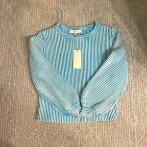 Velvet Blue and White Knit Sweater